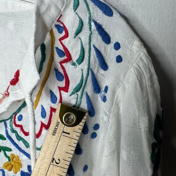 Forever That Girl White Embroidered Peasant Blouse Boho Festival Top 100% Cotton - Picture 11 of 12
